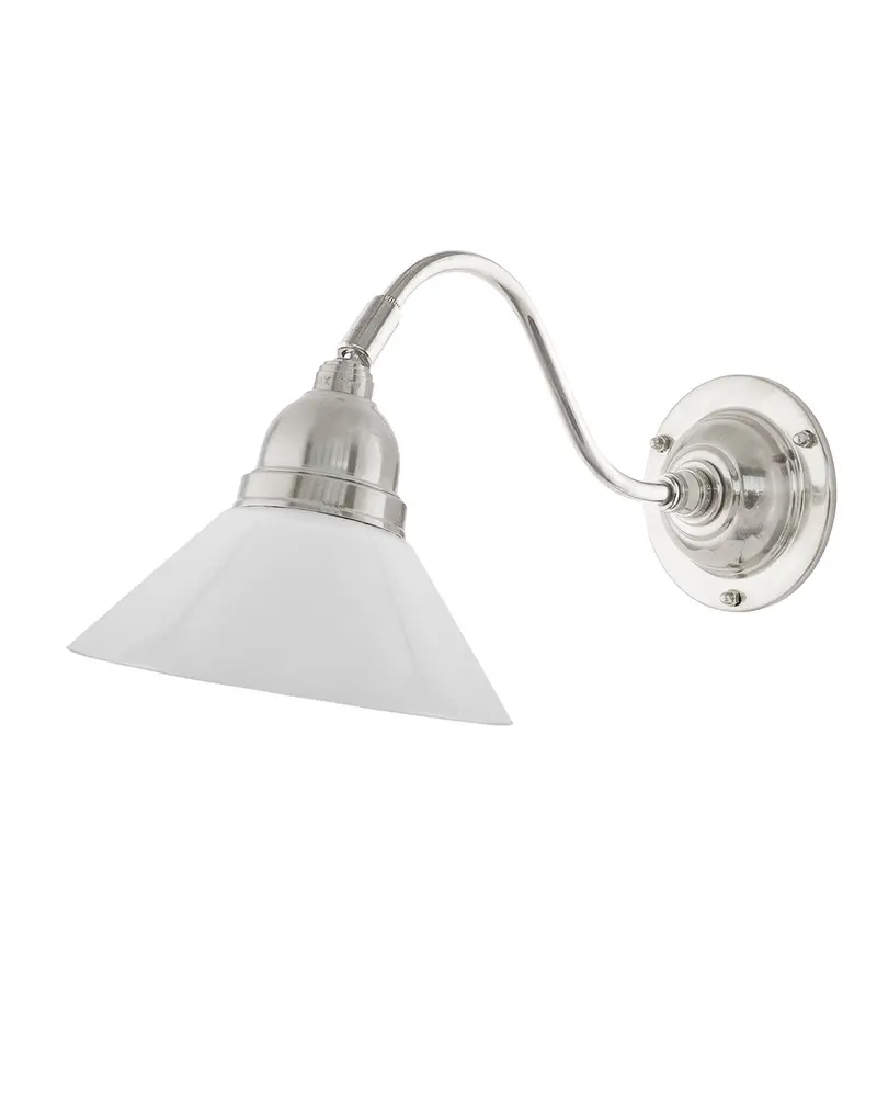Runeberg Wall Light – Nickel Finish With White Shade 1