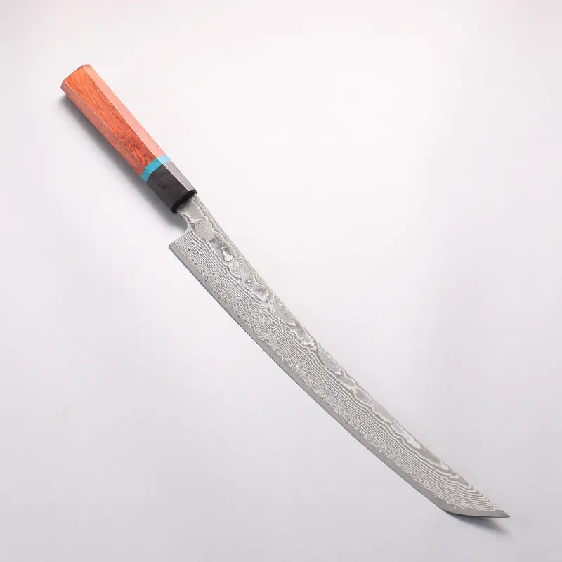 Ryusen Bonten Unryu Kai Vg10 Damascus Sujihiki – 300Mm Chinese Quince Handle 1