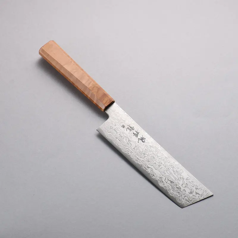 Ryusen Fukakuryu Ats314 63-Layer Damascus Nakiri – 155Mm, Curly Maple Handle 1
