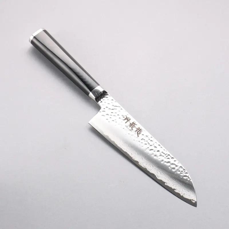 Ryusen Tanganryu Vg10 Damascus Santoku – 170Mm 67-Layer Pattern-Welded Blade, Black Micarta Handle 1