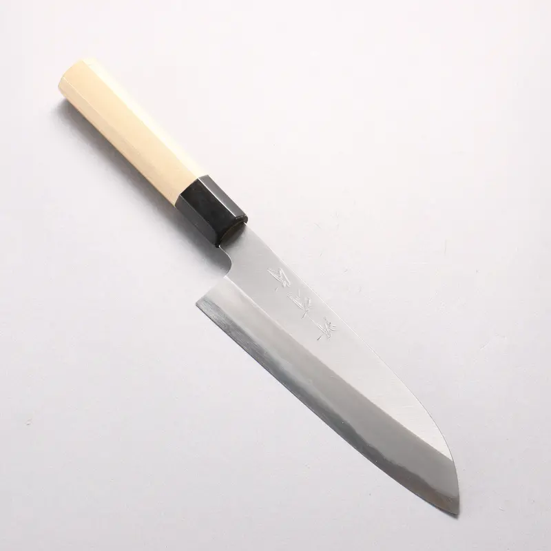 Sakai Kikumori White Steel #1 180Mm Santoku With Magnolia Handle And Water Buffalo Horn Ferrule 1