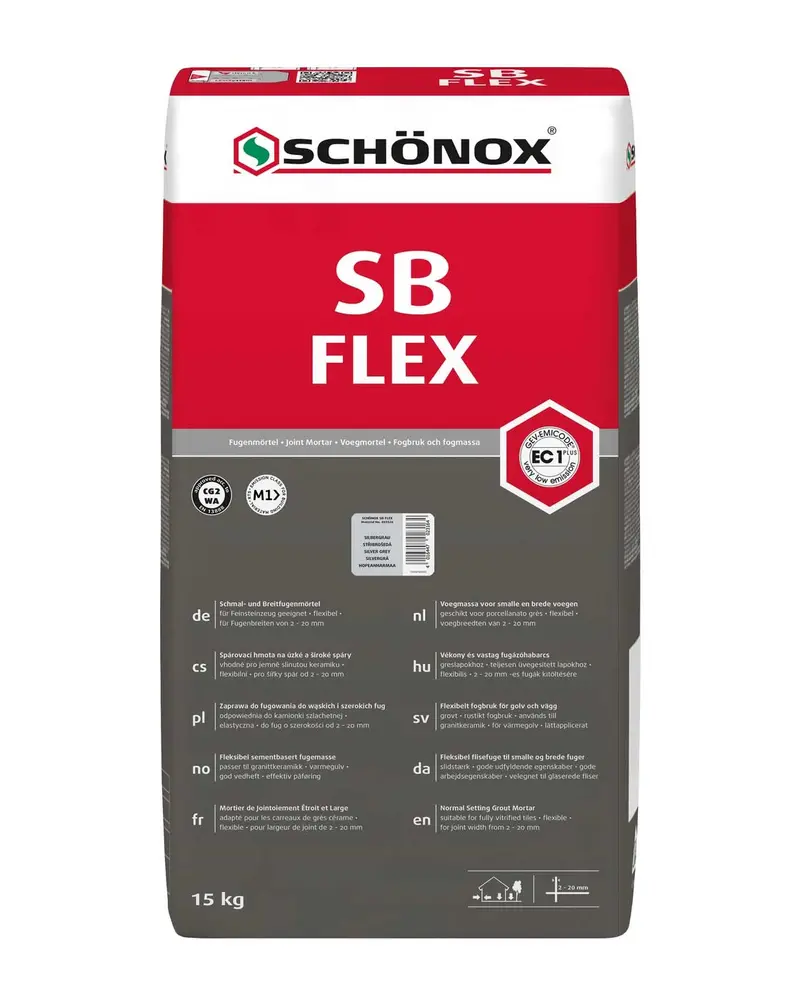 Schönox Sb Silver-Gray Grout – 15 Kg Bag For Ceramic & Porcelain Tiles 1