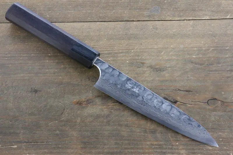 Seisuke 150Mm Blue Steel #2 Hammered Damascus Petty – Shitan Handle 1
