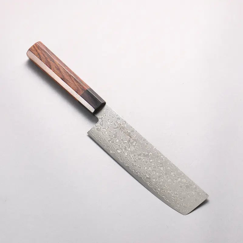 Seisuke Aus10 Damascus Nakiri – 165Mm Vegetable Knife With Shitan Handle 1