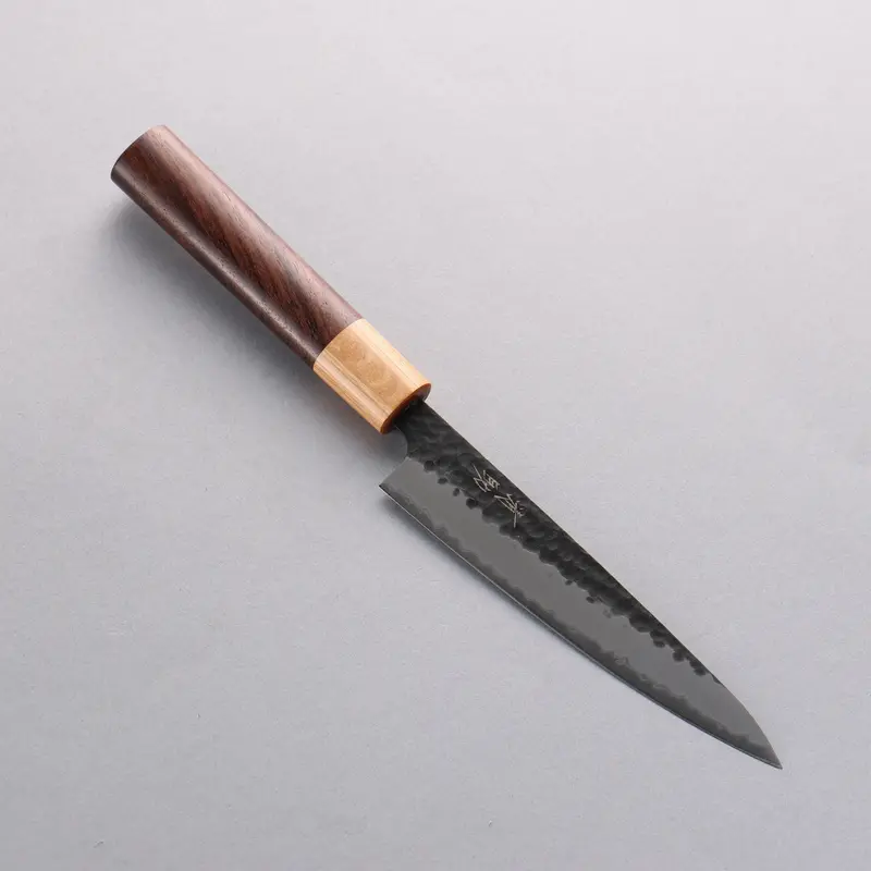 Seisuke Blue Super Hammered Kurouchi 135Mm Petty With Shitan Handle 1