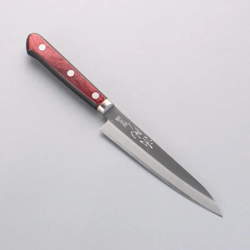 Seisuke Blue Super Steel Migaki Petty Knife – 145Mm Red & Black Pakkawood Handle 1