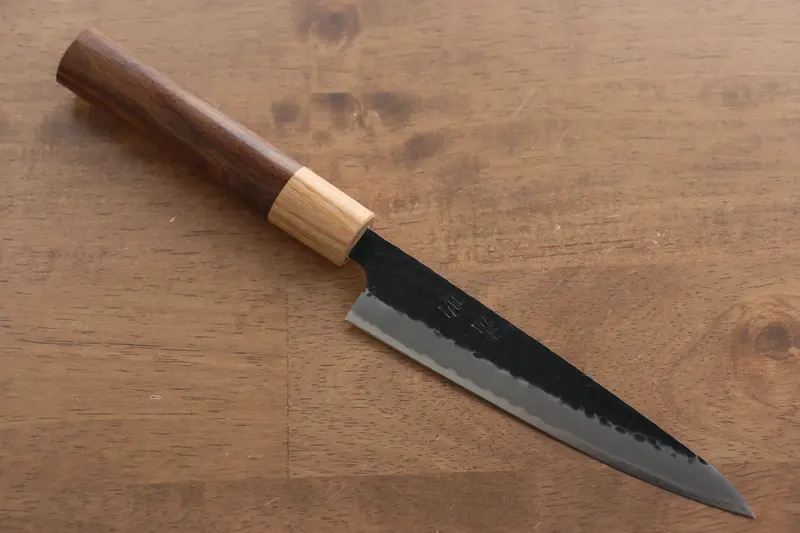 Seisuke Kokubyaku Blue Super Petty – 135Mm Hammered Damascus, Morado Handle 1