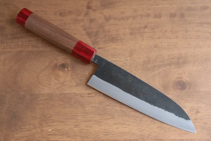 Seisuke Kurumi Blue Steel Kurouchi Santoku – 165Mm, Walnut & Double Red Pakka Wood Handle 1