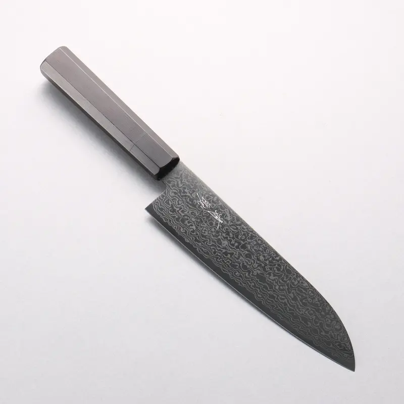 Seisuke Sg2 Black Damascus Santoku – 180Mm With Sleek Black Pakkawood Handle 1