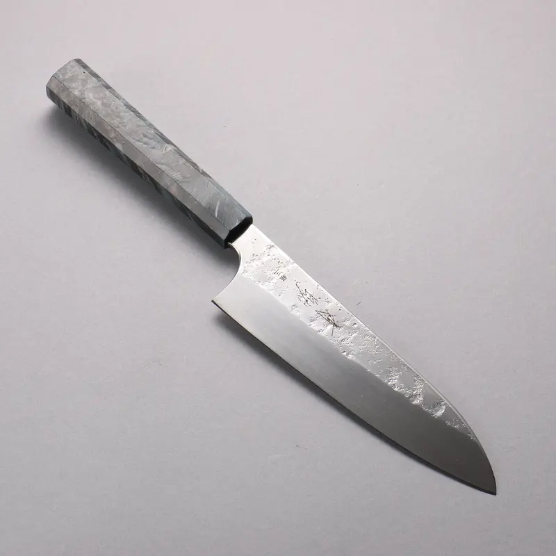 Seisuke Silver Steel No.3 Nashiji Santoku – 180Mm Hand-Hammered Chef Knife, Stabilized Wood Handle 1