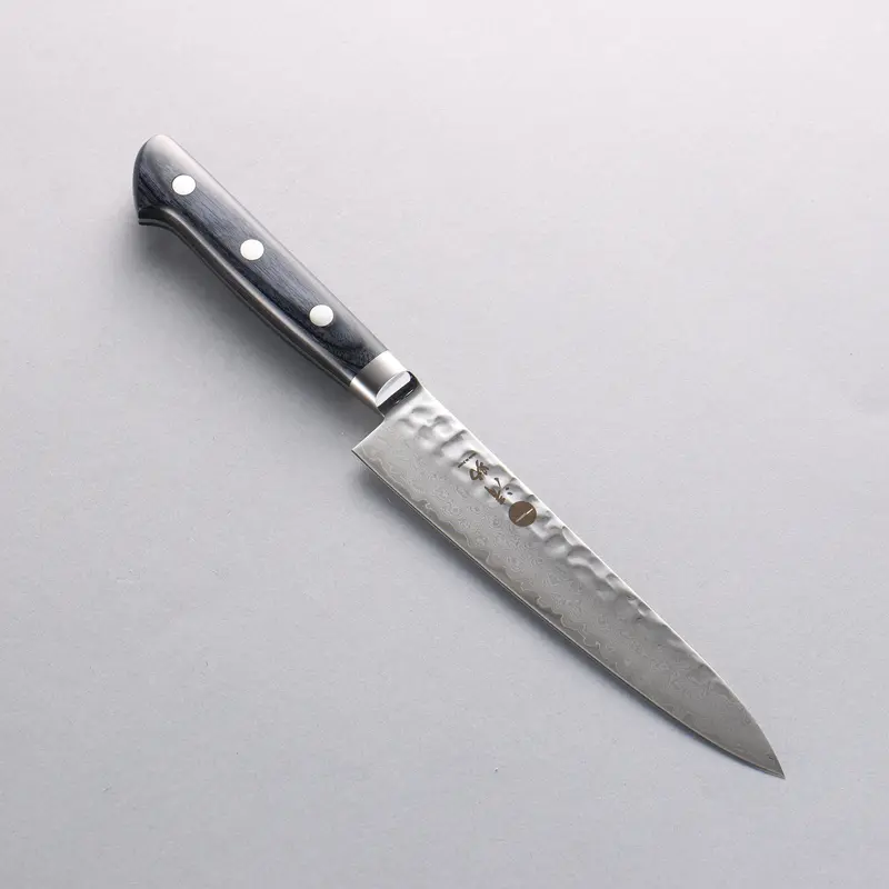 Seisuke Vg10 33-Layer Petty Knife – 150Mm Hammered Blade With Navy Pakka Wood Handle 1
