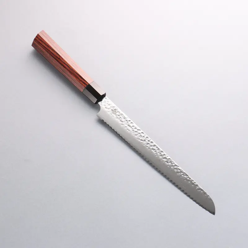 Seki Kanetsugu Vg10 Hammered Bread Slicing Knife – 210Mm With Heptagonal Pakkawood Grip 1