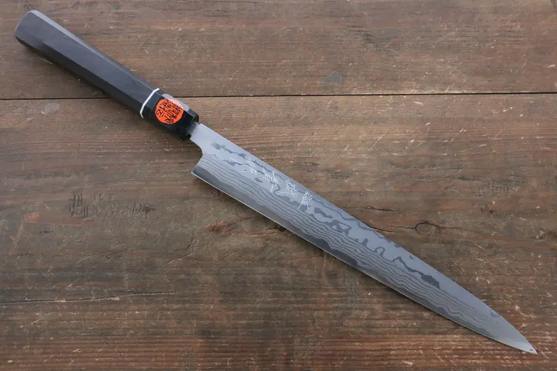Shigeki Tanaka Blue #2 Damascus Yanagiba Knife – 270Mm, Ebony Handle 1