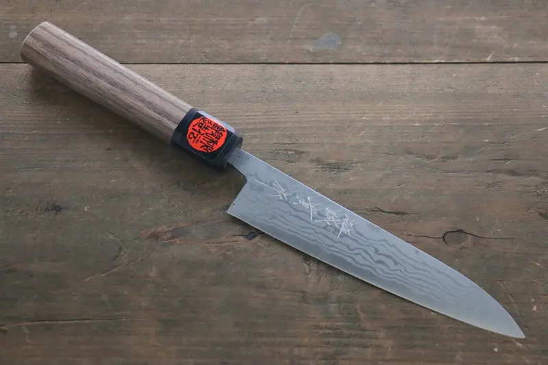 Shigeki Tanaka Blue Steel #2 Damascus Petty Knife – 150Mm With Walnut Handle 1