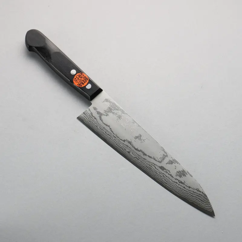 Shigeki Tanaka Gyuto Knife 210Mm – Vg10 17-Layer Damascus, Black Pakkawood Handle 1