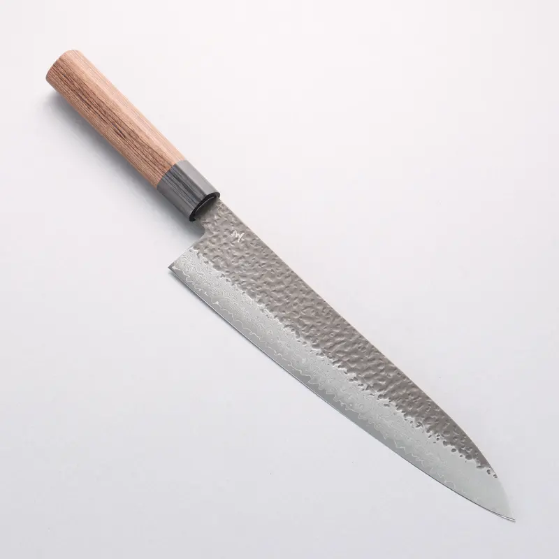 Shizu Gen Vg-10 Hammered Black Gyuto Chef Knife – 240Mm Brown Pakkawood Handle 1