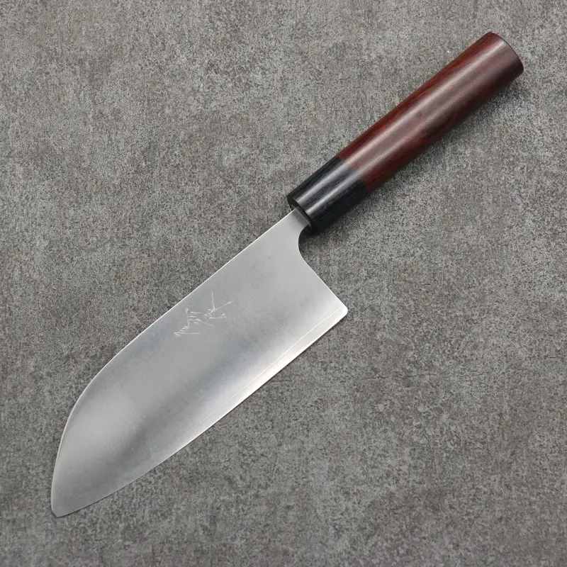 Shungo Ogata Sg2 Migaki Small Santoku 150Mm – Round-Tip Design With Rosewood And Black Pakka Wood Ferrule 1