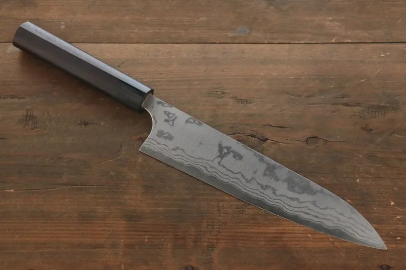 Shungo Ogata White #2 Migaki Damascus Gyuto – 210Mm Ebony Handle 1