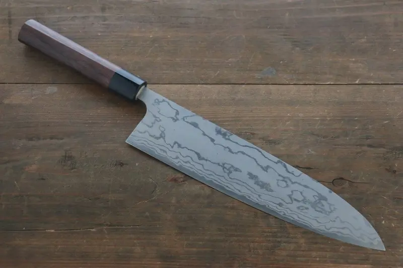 Shungo Ogata White #2 Steel Damascus 240Mm Migaki Gyuto Chef Knife With Shitan Handle 1