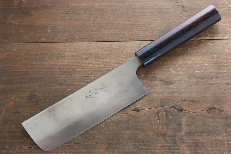 Shungo Ogata White Steel #2 Damascus Nakiri Knife – 165Mm With Shitan Handle 1