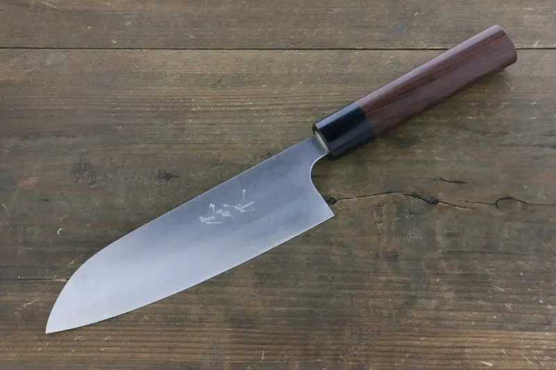 Shungo Ogata White Steel #2 Damascus Santoku Knife – 165Mm With Shitan Handle 1
