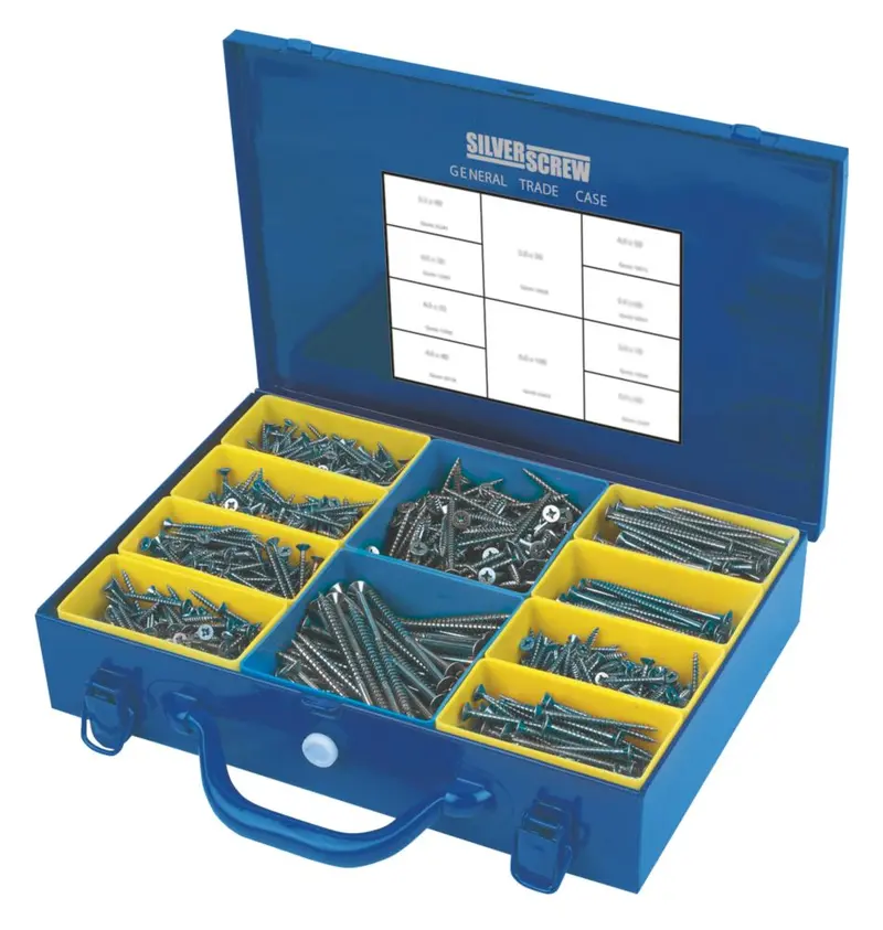Silverscrew Pz Double-Countersunk Woodscrews – Trade Case, 1400-Piece Assortment 1