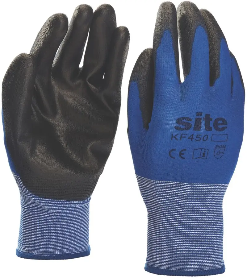 Site 450 Premium Pu-Coated Work Gloves – Blue/Black, Large 1