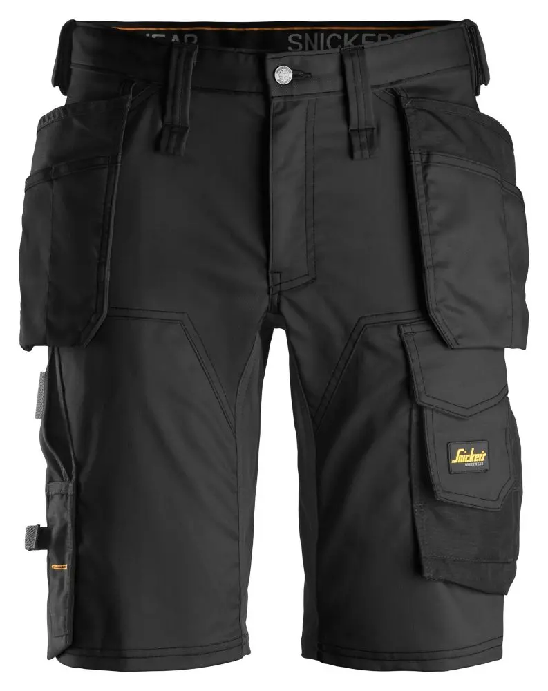 Snickers Allroundwork Stretch Work Shorts – Solid Black, Size 42 1