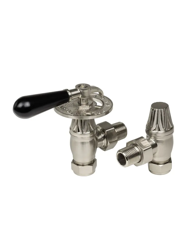 Strömsfors Brushed Nickel Radiator Valve – Wooden Knob 1