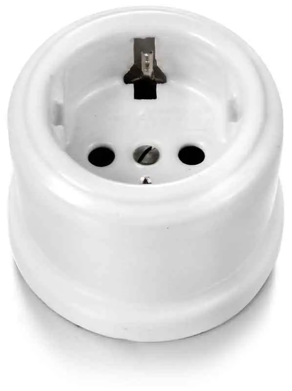 Surface-Mount White Porcelain Electrical Socket With Decorative Hole 2