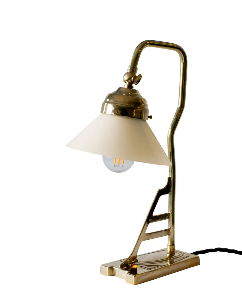 Table Lamp In Brass – 1900S-Inspired Design With Bone-White Shade 1