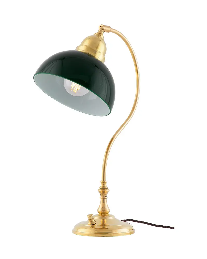 Table Lamp – Lagerlöf Brass Base With Green Glass Shade 1