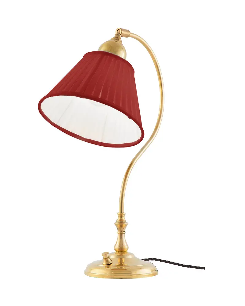 Table Lamp – Lagerlöf Brass Base With Red Fabric Shade 1