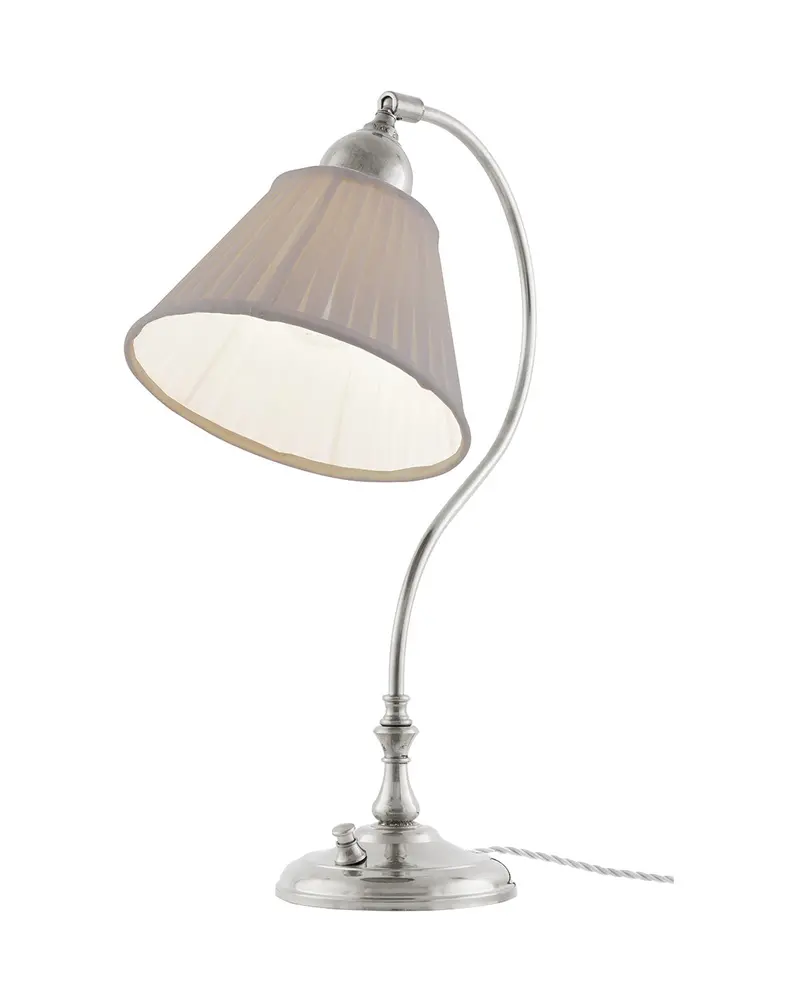 Table Lamp – Lagerlöf Nickel Base With Beige Fabric Shade 1