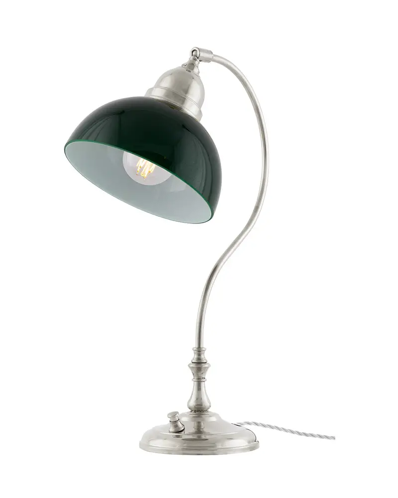 Table Lamp – Lagerlöf Nickel Base With Green Glass Shade 1