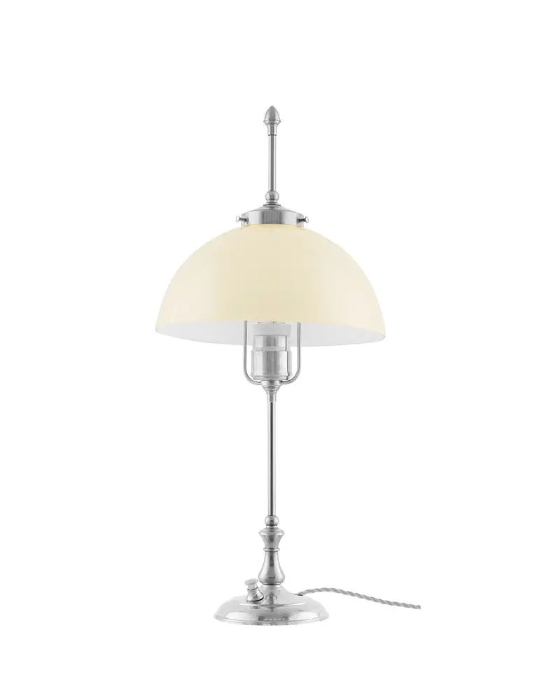 Table Lamp – Swedenborg Design In Nickel With Bone-White Shade 1