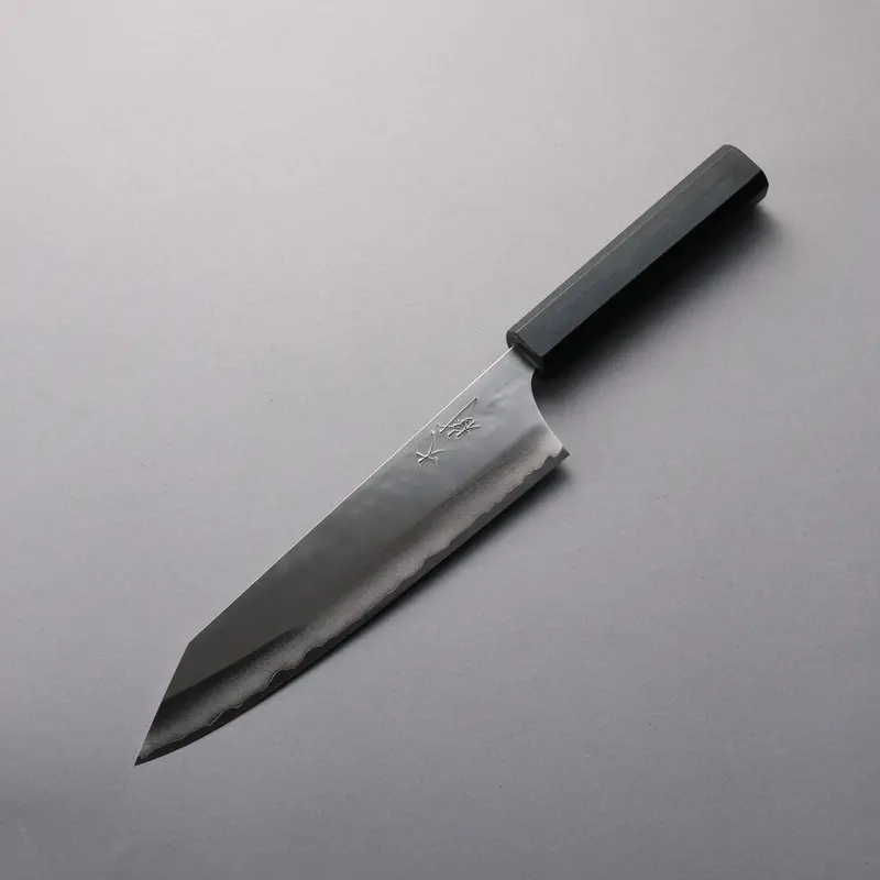 Taiki Kawamoto Gyuto Knife 210Mm – Vg10 Steel, Light Hammering, Indigo-Stained Wood Handle 1