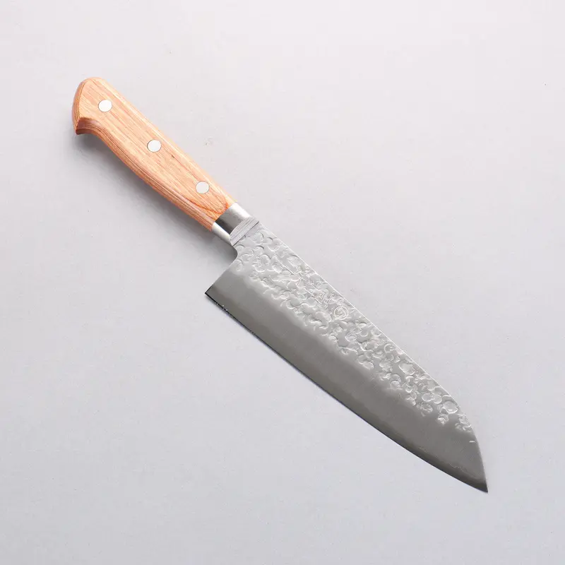 Takamura Chromax Hammered Santoku Knife – 170Mm, Brown Pakka Wood Handle 1