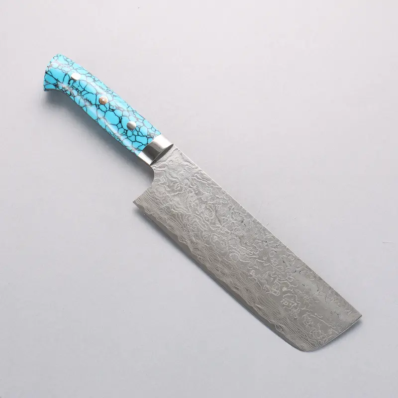 Takeshi Saji 170Mm Nakiri Knife – Sg2 Diamond-Polished Blade, Blue Turquoise Handle 1