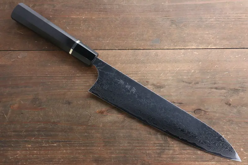 Takeshi Saji 240Mm Gyuto Chef Knife – Sg2 Powder Steel Core, Mirror-Polished Damascus, Ebony Handle With Brass Ring 1