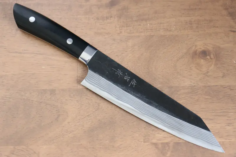 Takeshi Saji Blue Super Steel Kurouchi Damascus Gyuto – 180Mm With Black Micarta Handle (Nomura Style) 1