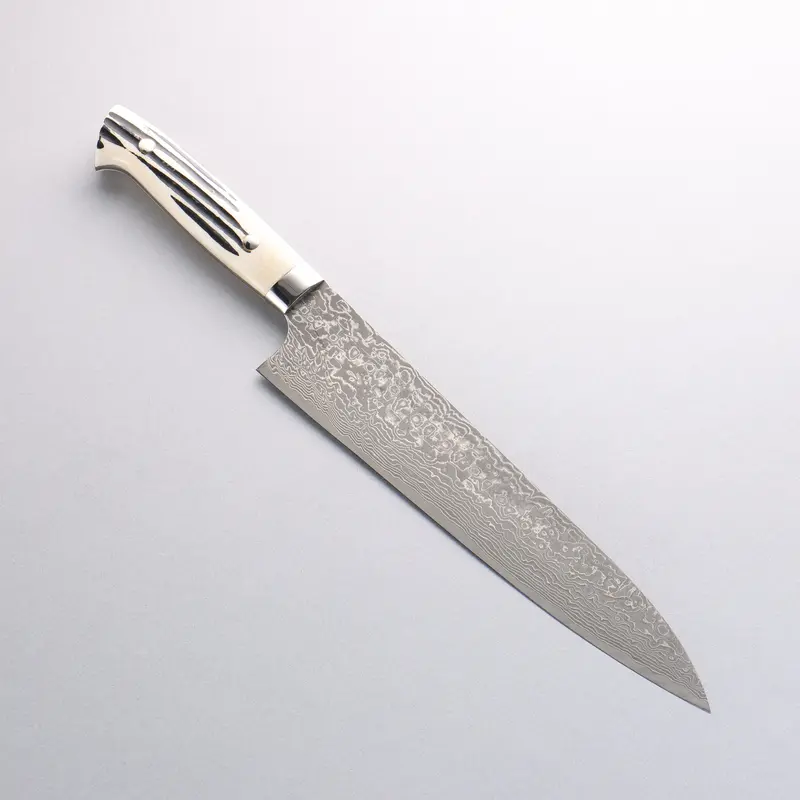 Takeshi Saji Sg2 Black Damascus Gyuto – 240Mm Chef Knife With White Deer Horn Handle 1