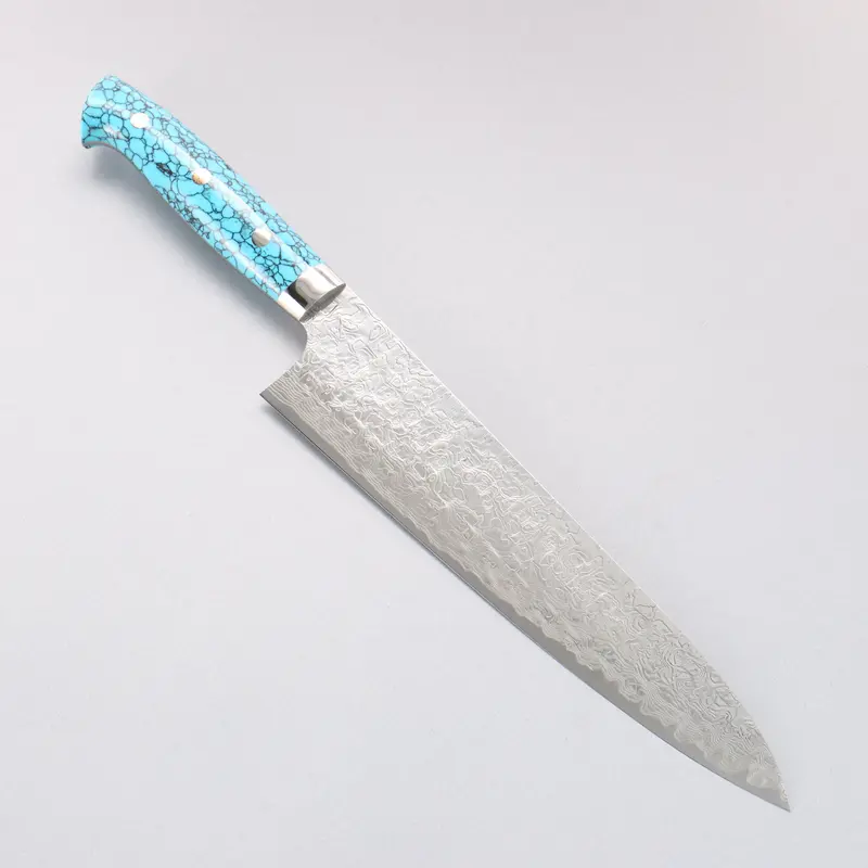 Takeshi Saji Sg2 Diamond-Finish Gyuto – 240Mm With Nomura-Style Turquoise Handle 1