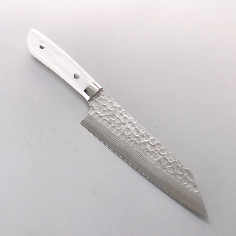 Takeshi Saji Srs13 Damascus Kiritsuke Gyuto – 180Mm, Hammered Finish, Corian Cloud-Pattern Handle 1