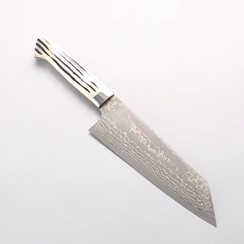 Takeshi Saji Vg10W Gold-Colored Damascus 180Mm Bunka With White Deer Horn Handle 1
