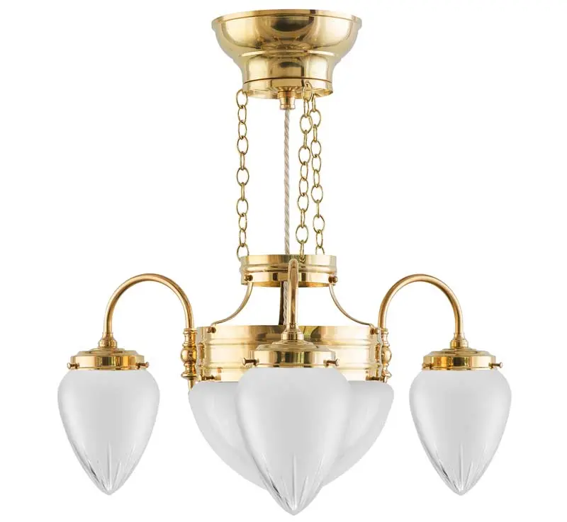 Three-Arm Brass Ceiling Chandelier With Frosted Matte Glass Shades 1
