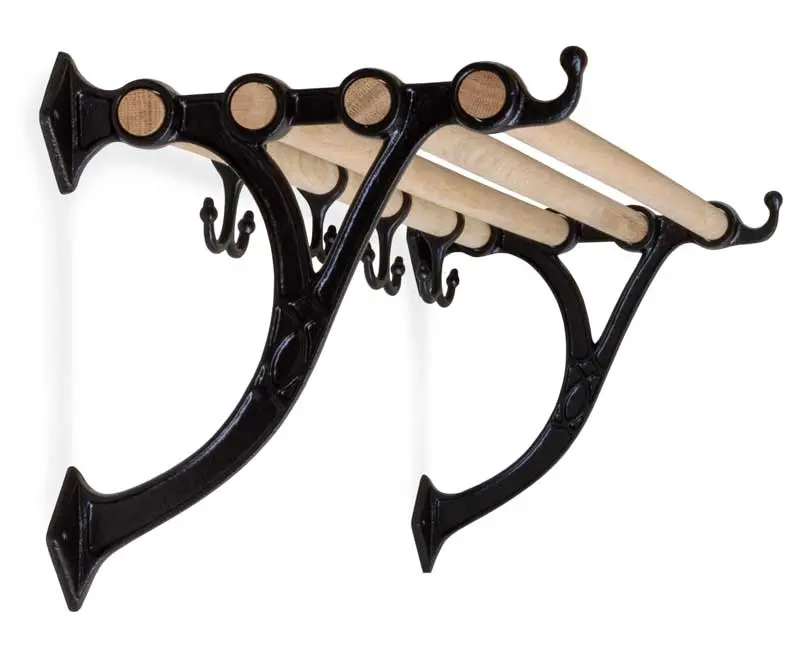 Turn-Of-The-Century Coat Shelf In Black & Oak – 80 Cm Width 1