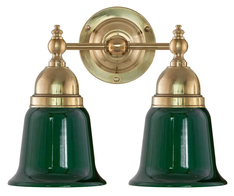 Vägglampa I Mässing Med Grön Klockformad Skärm – Bergman-Design 1