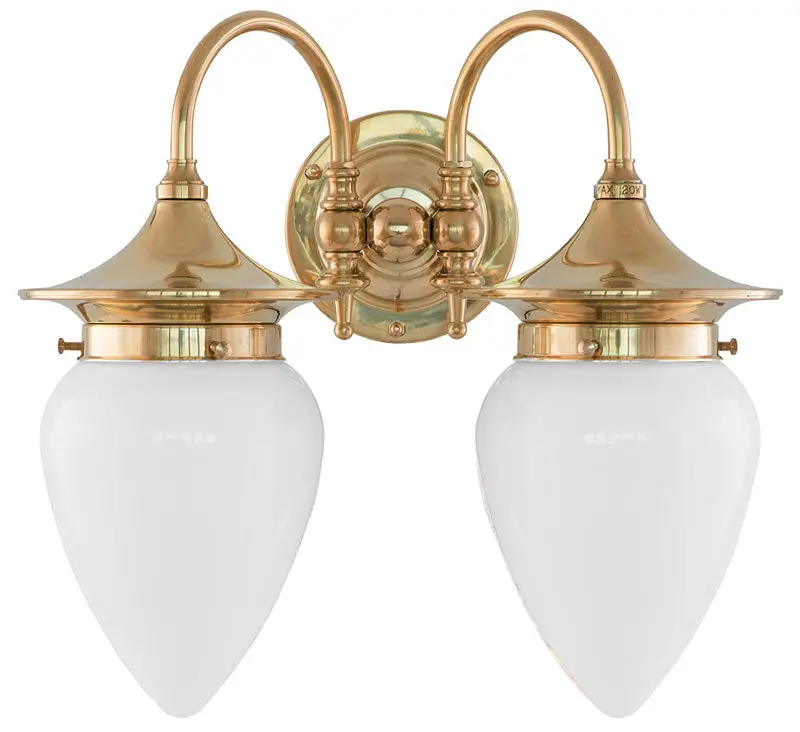 Vägglampa I Mässing Med Opalvit Skärm – Tigerstedt-Design 1