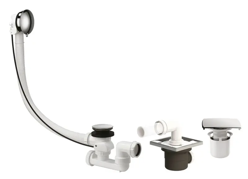 Valentin E-Volutive Bath And Walk-In Shower Waste Kit – White & Chrome (40Mm) 1